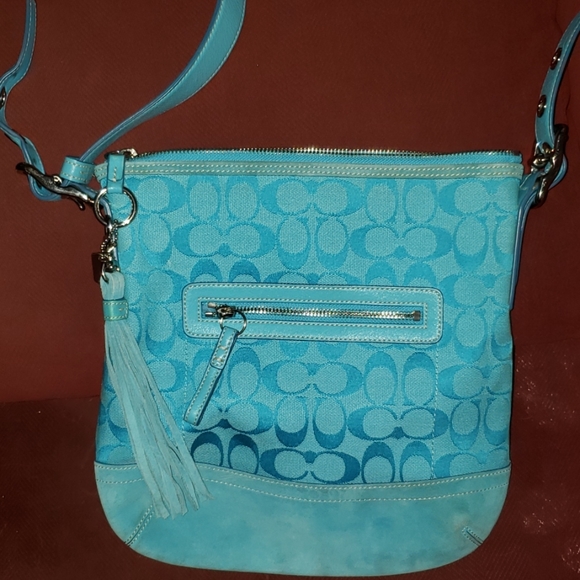 Genuine turquoise coach bag, worn once - Picture 2 of 3